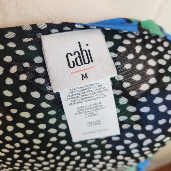 Cabi Celebrate Reversible Dress 6148 Floral Dot Green Blue Black Mesh Sz M - Picture 8 of 8